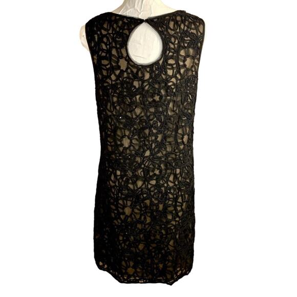 Max Studio Black Sleeveless Knee Length Dress SZ M Embroidered Mesh Whimsigoth - Picture 2 of 9
